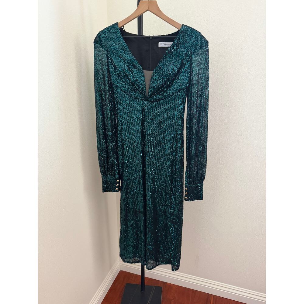 MAC DUGGAL Sequined Structured Bishop Sleeve Midi Dress - Picture 4 of 6